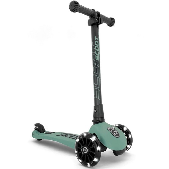 Scoot&Ride - Monopattino a 3 ruote HighWaykick 3 - Pieghevole e ruote Led - Colore: Verde Bosco