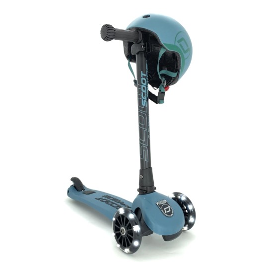 Scoot&Ride - Monopattino a 3 ruote HighWaykick 3 - Pieghevole e ruote Led - Colore: Steel