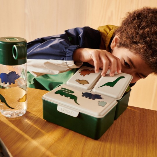 Liewood - Lunchbox Driss - Porta pranzo con 3 divisori - Colore Liewood: Dinosaurs / Mist